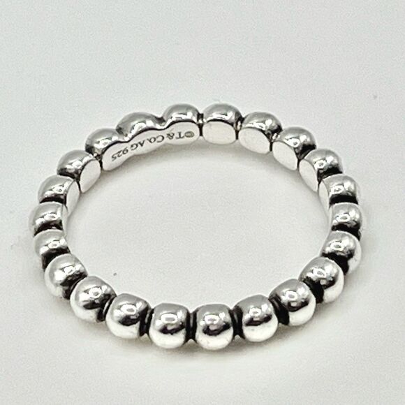 Tiffany & Co Ziegfeld Beaded Stacking Ring- 925 Sterling Silver - Size 7 - Picture 11 of 14